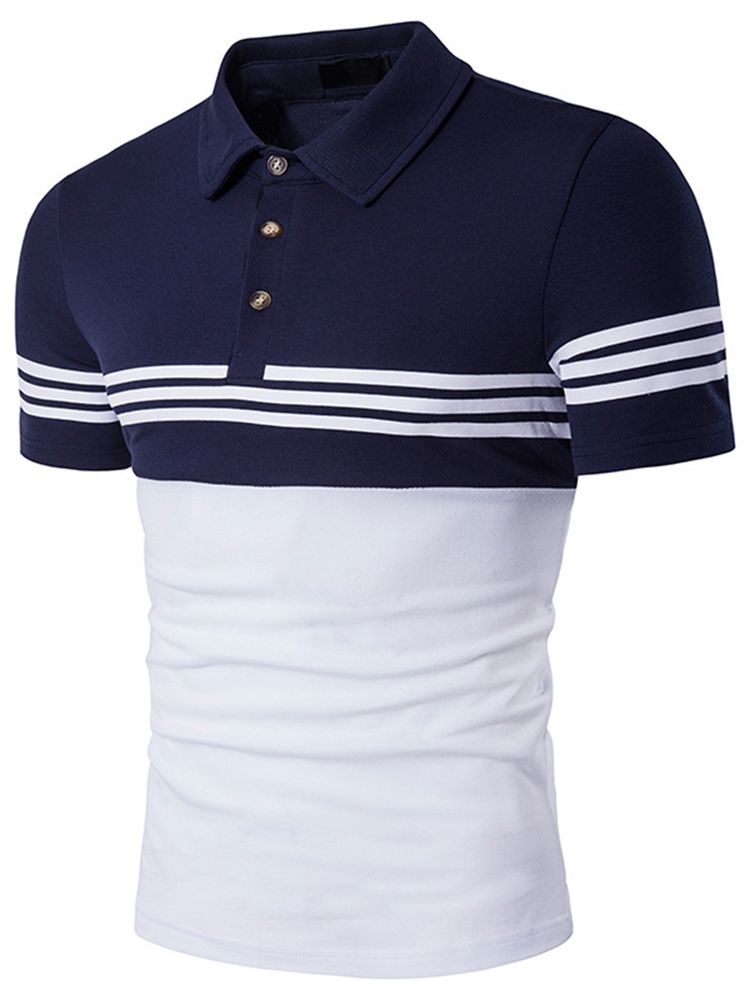 Color Block Stripe Miesten Pikeepaita