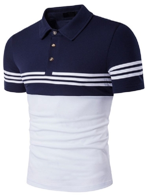 Color Block Stripe Miesten Pikeepaita