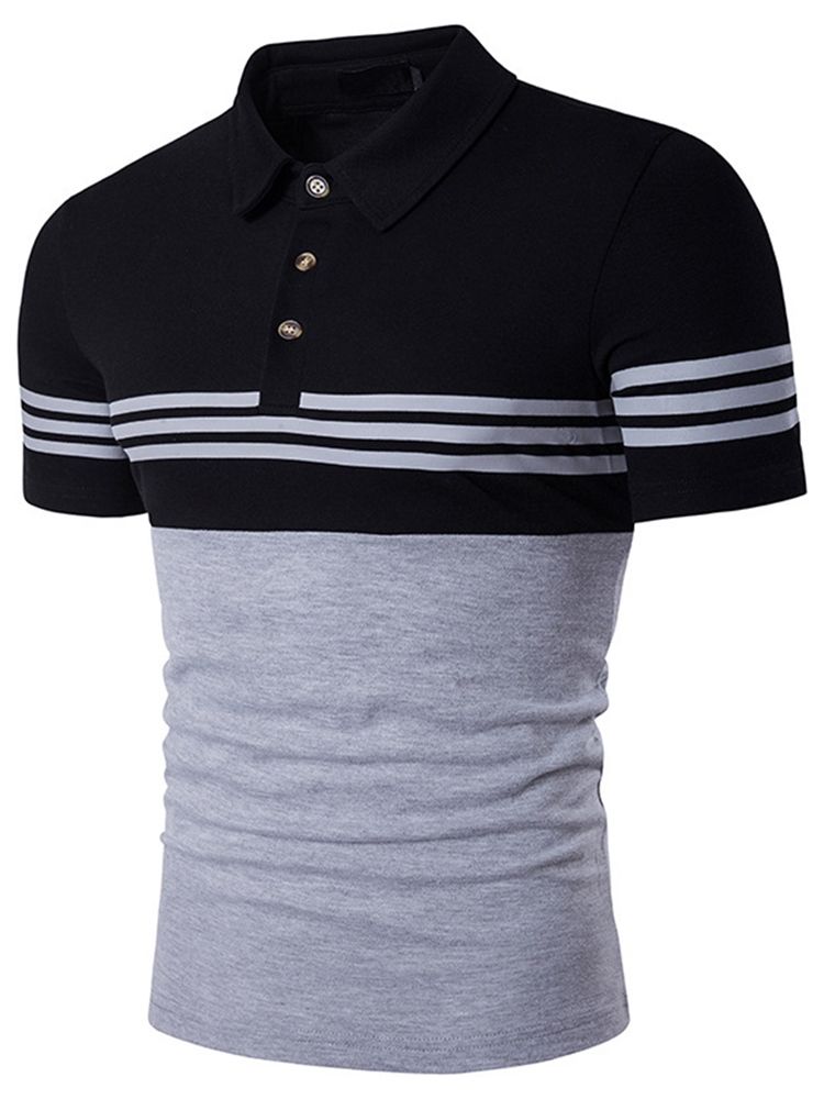 Color Block Stripe Miesten Pikeepaita