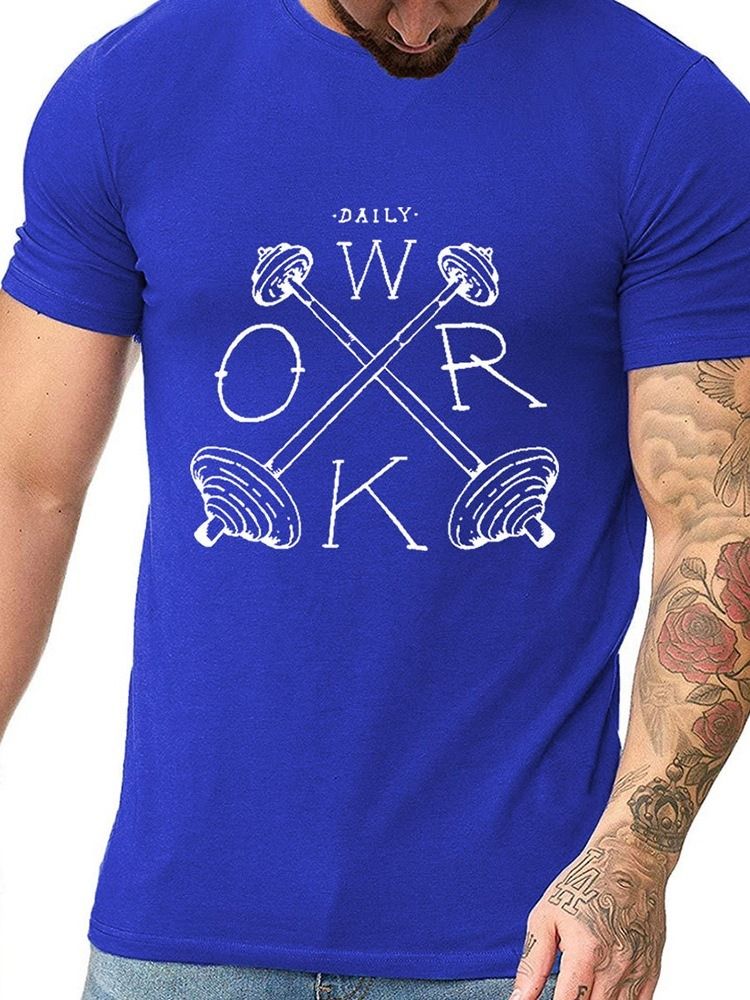 Letter Print Pyöreä Kaula-aukko Casual Slim Pullover T-paita