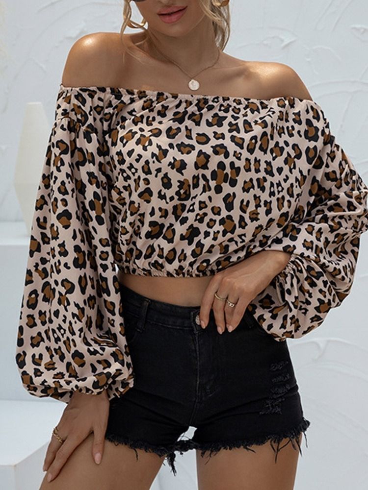 Off Shoulder Pitkähihainen Kukkainen Vintage T-paita