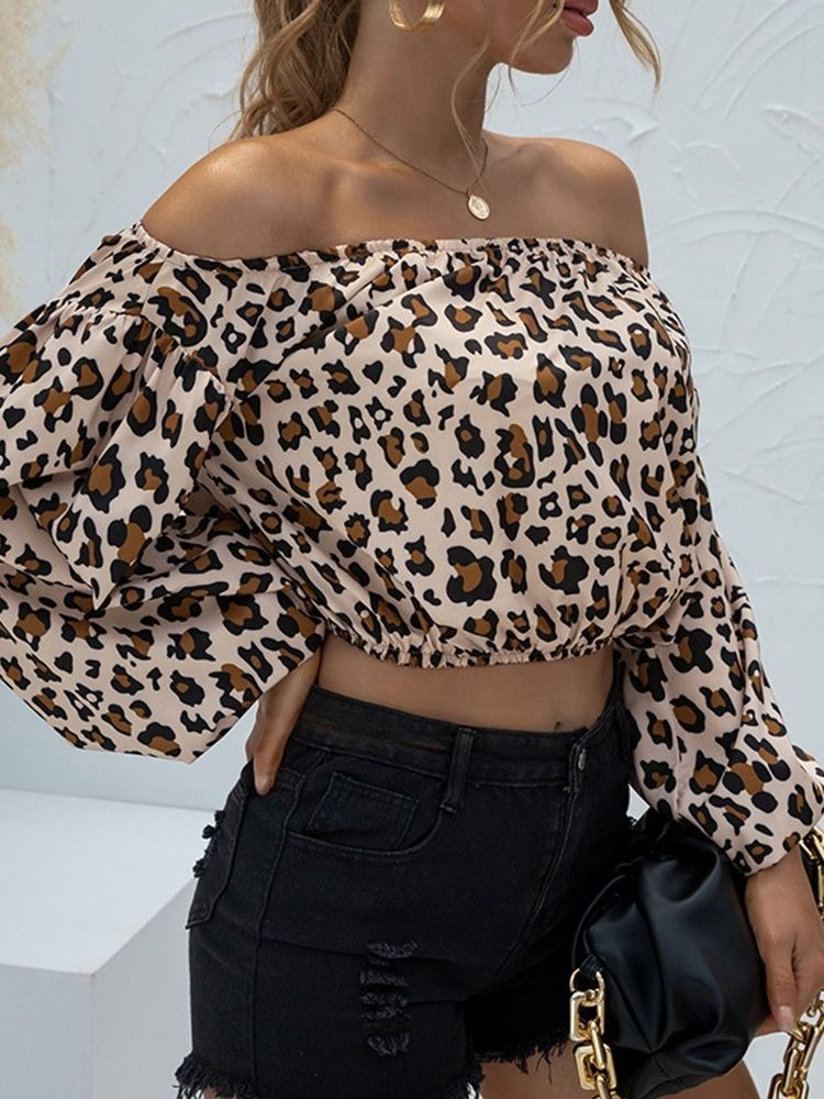 Off Shoulder Pitkähihainen Kukkainen Vintage T-paita