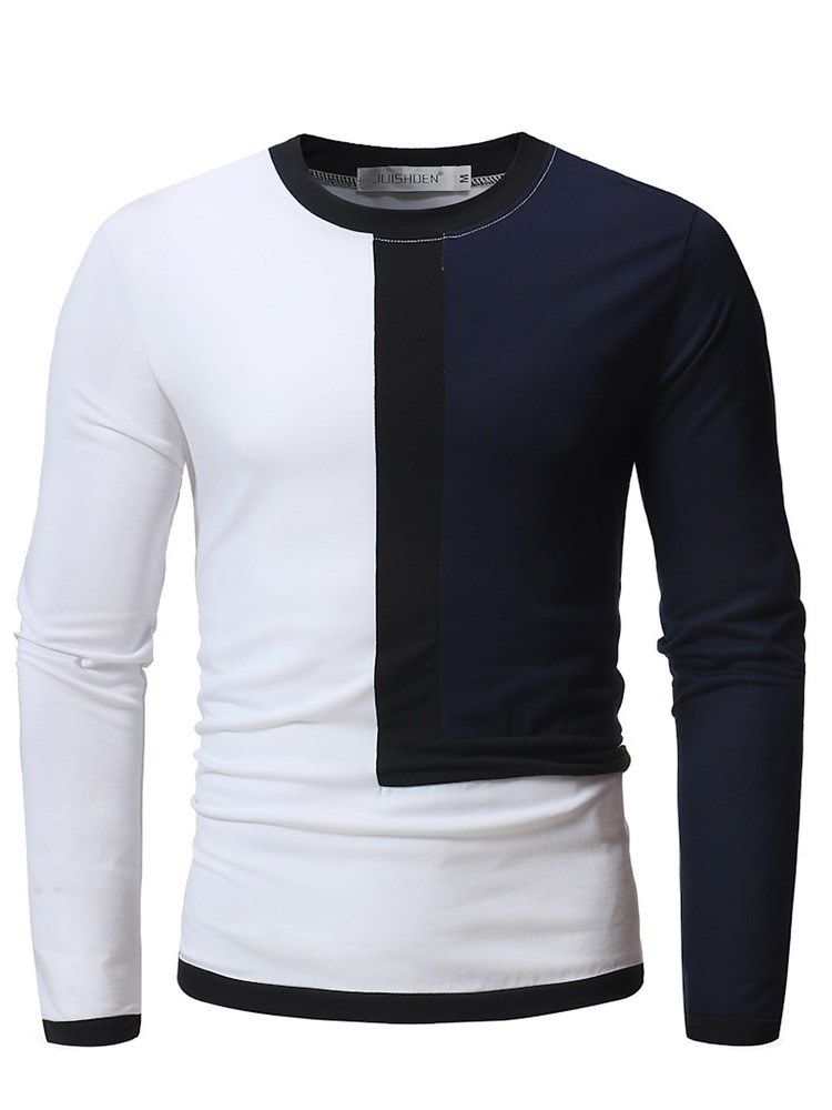 Patchwork Color Block Slim Scoop Miesten Rento T-paita