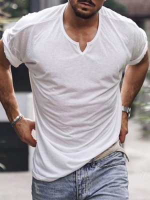 Plain Round Neck Casual Slim Pullover T-paita