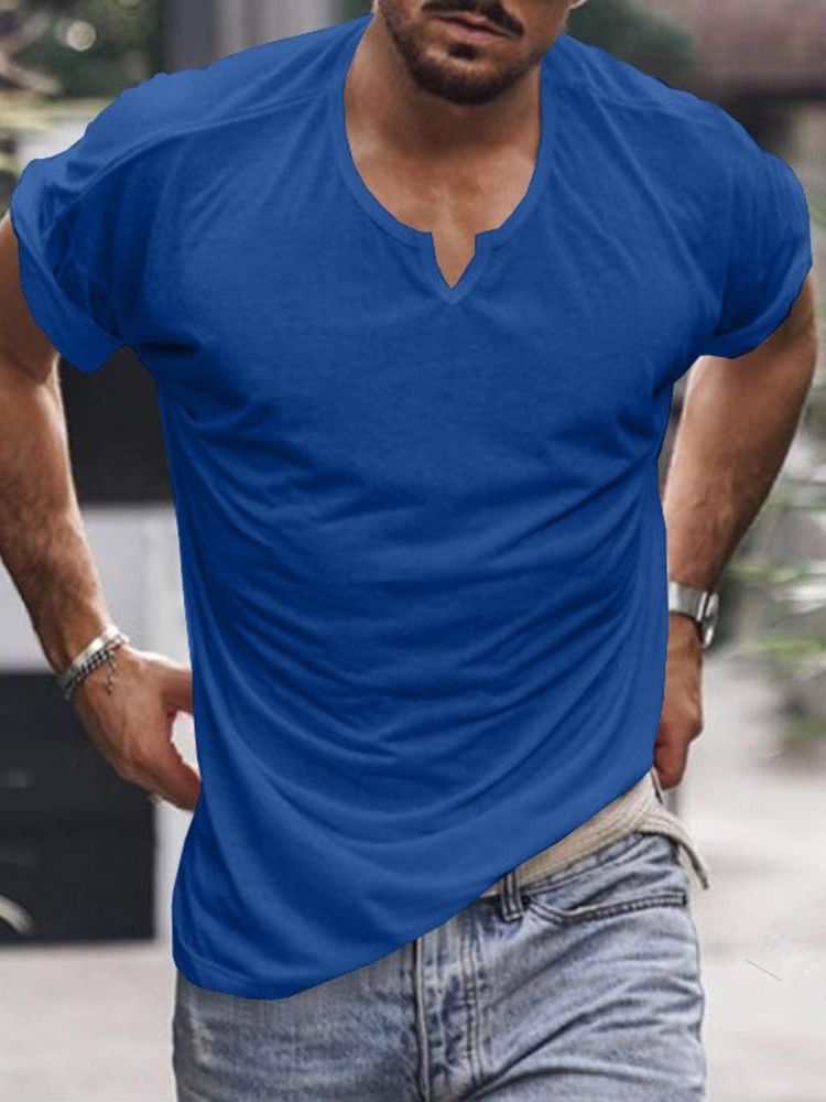 Plain Round Neck Casual Slim Pullover T-paita