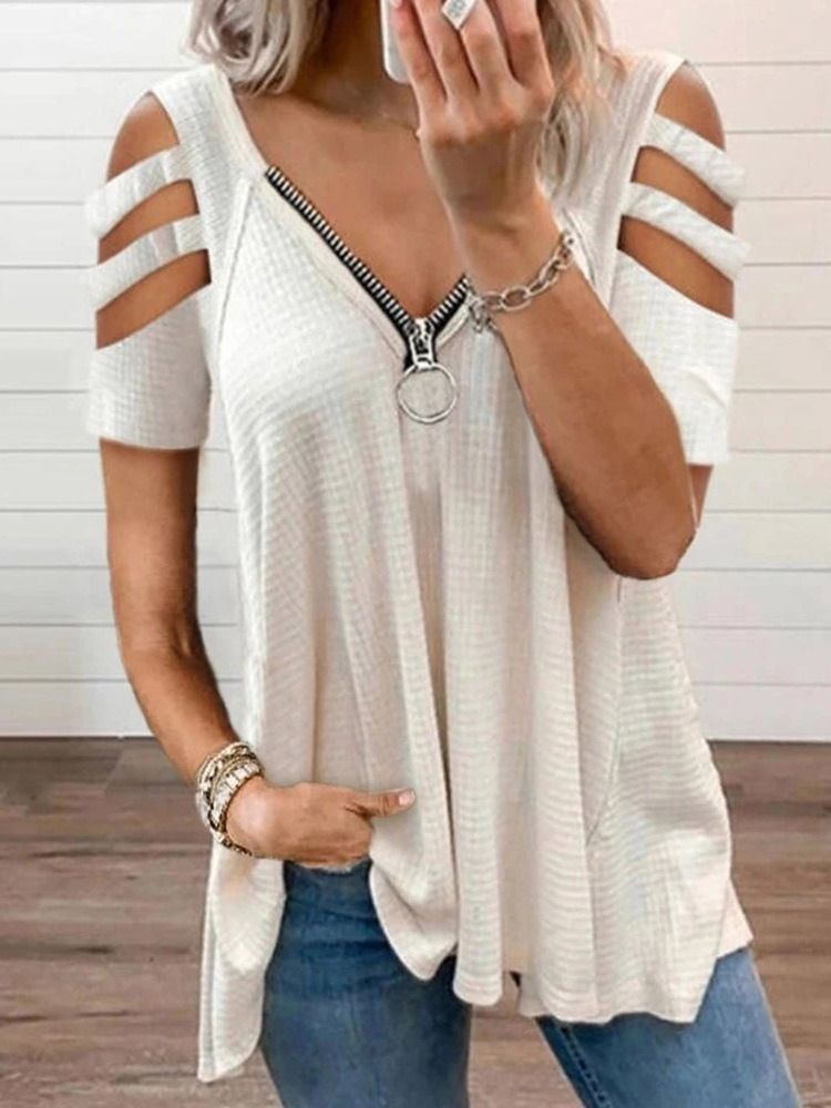 Plain Standard Short Sleeve Loose Naisten Rento T-paita