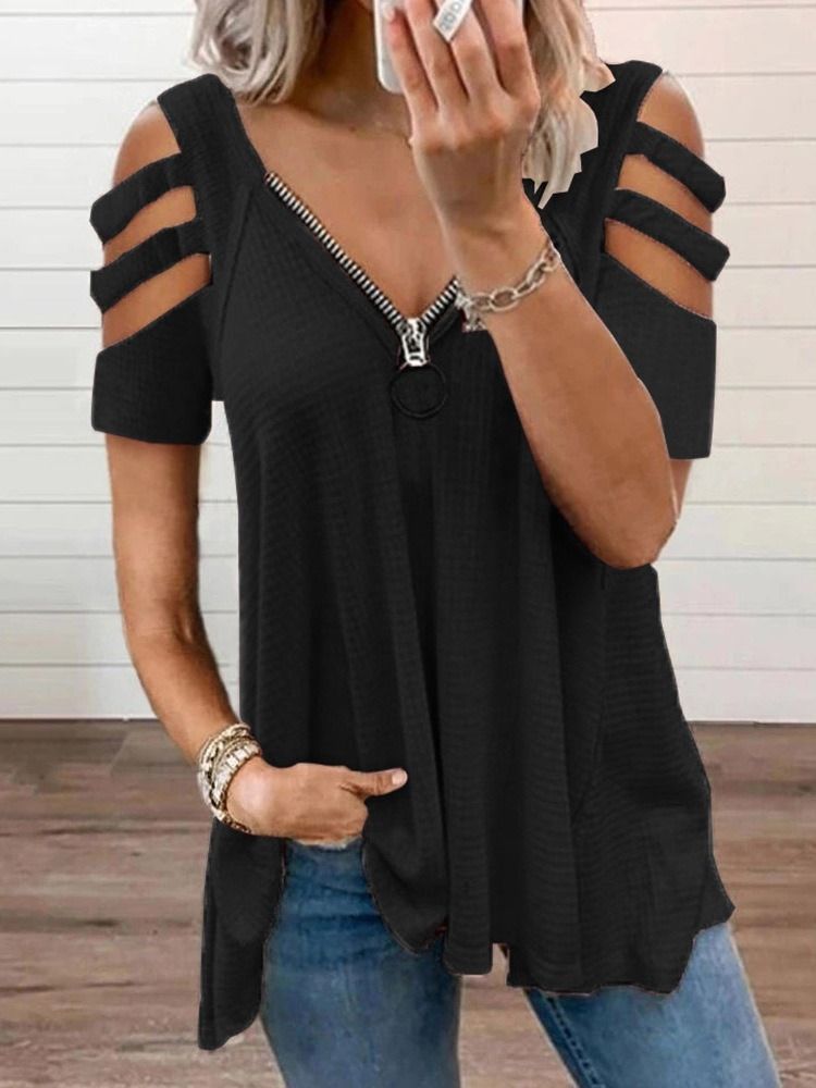 Plain Standard Short Sleeve Loose Naisten Rento T-paita