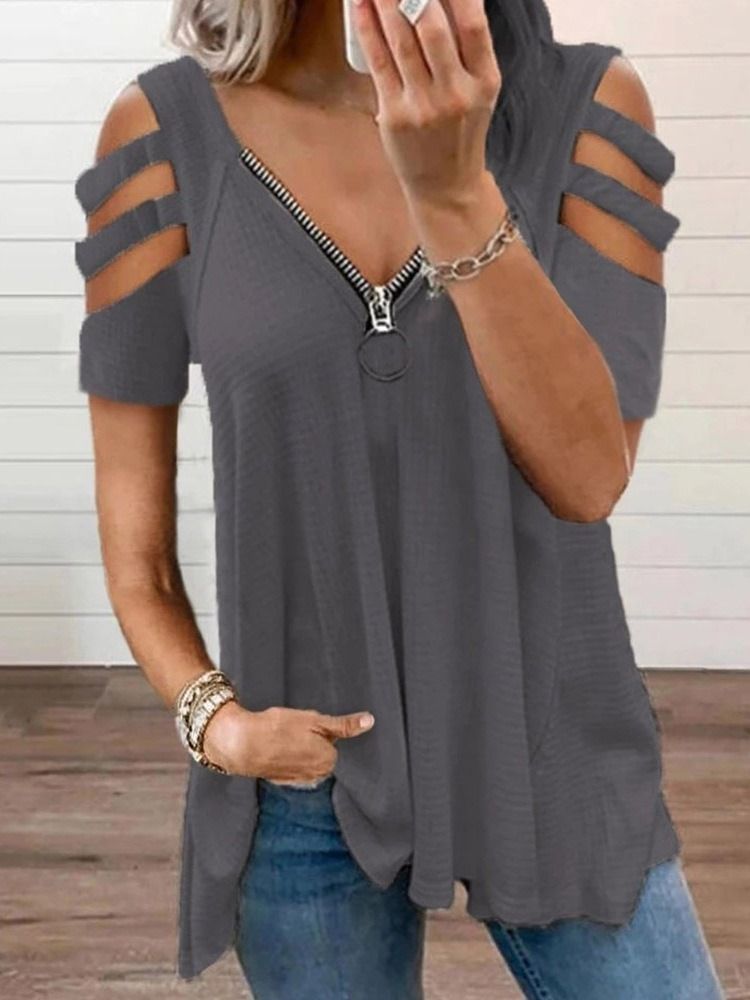 Plain Standard Short Sleeve Loose Naisten Rento T-paita