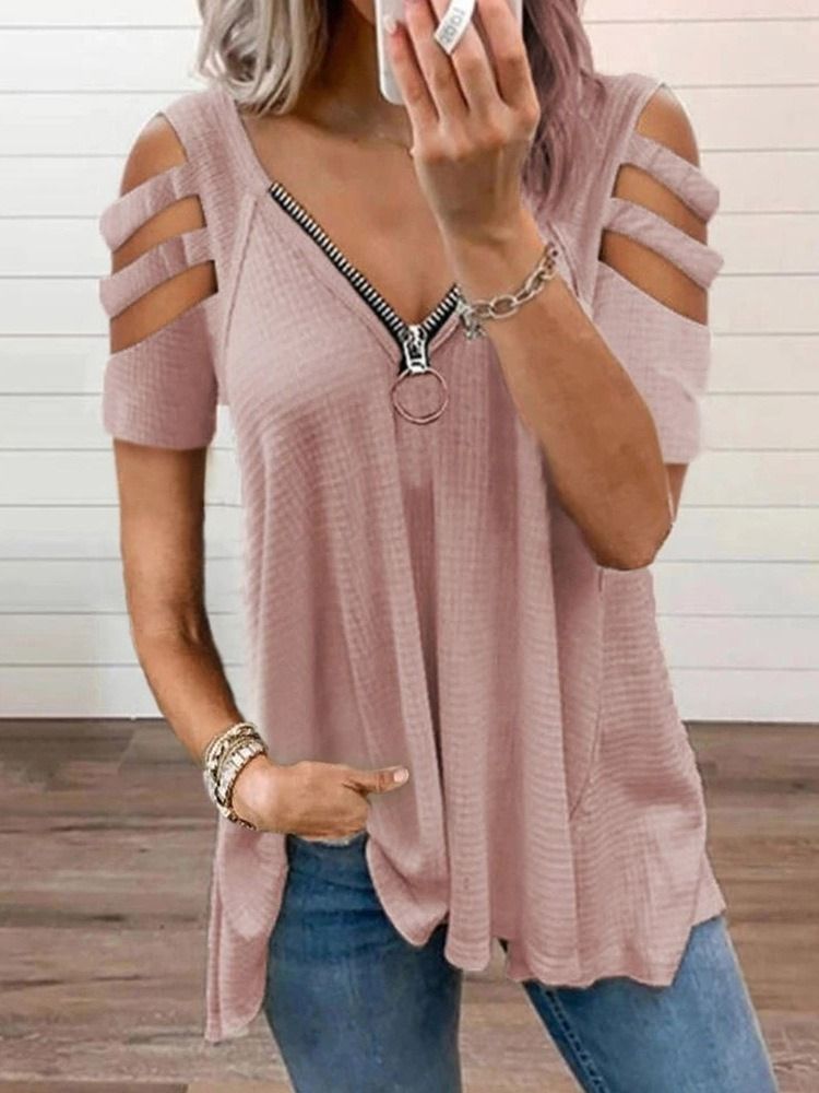 Plain Standard Short Sleeve Loose Naisten Rento T-paita