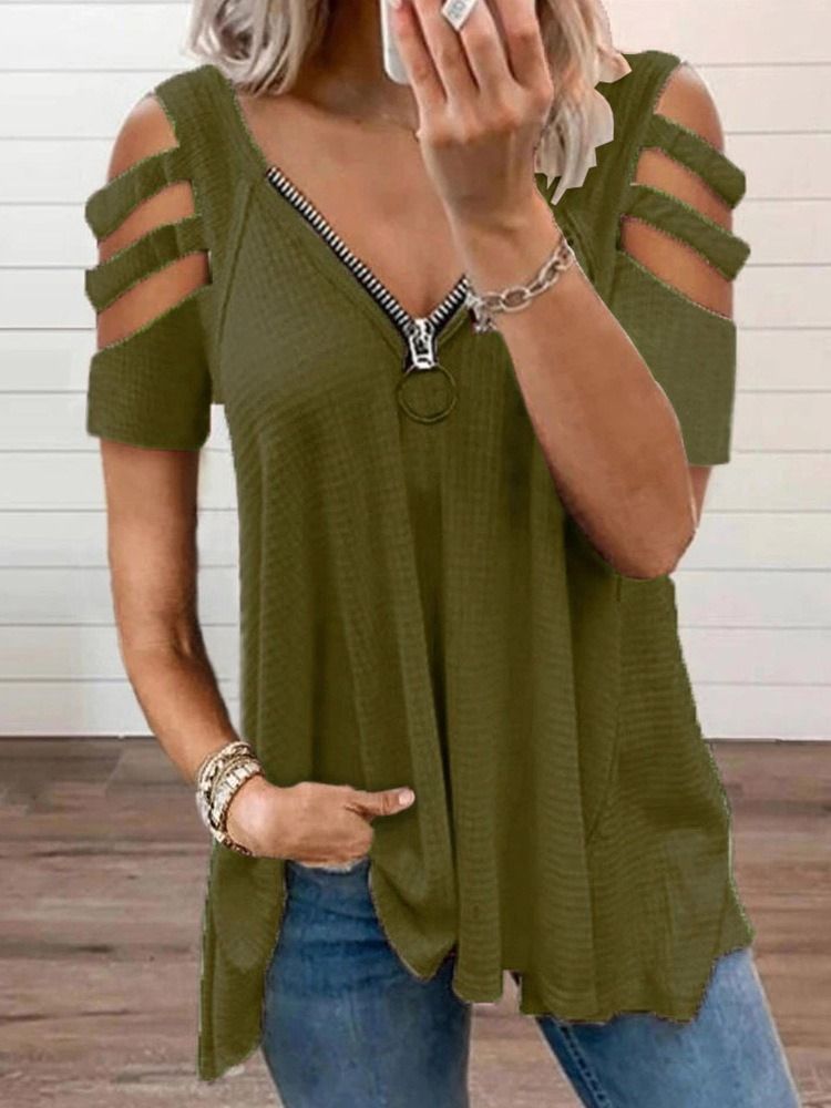 Plain Standard Short Sleeve Loose Naisten Rento T-paita
