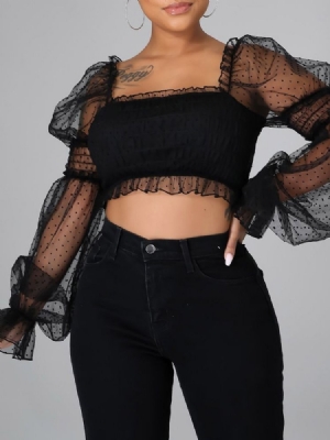 Polka Dots Short Off Shoulder Seksikäs Naisten T-paita