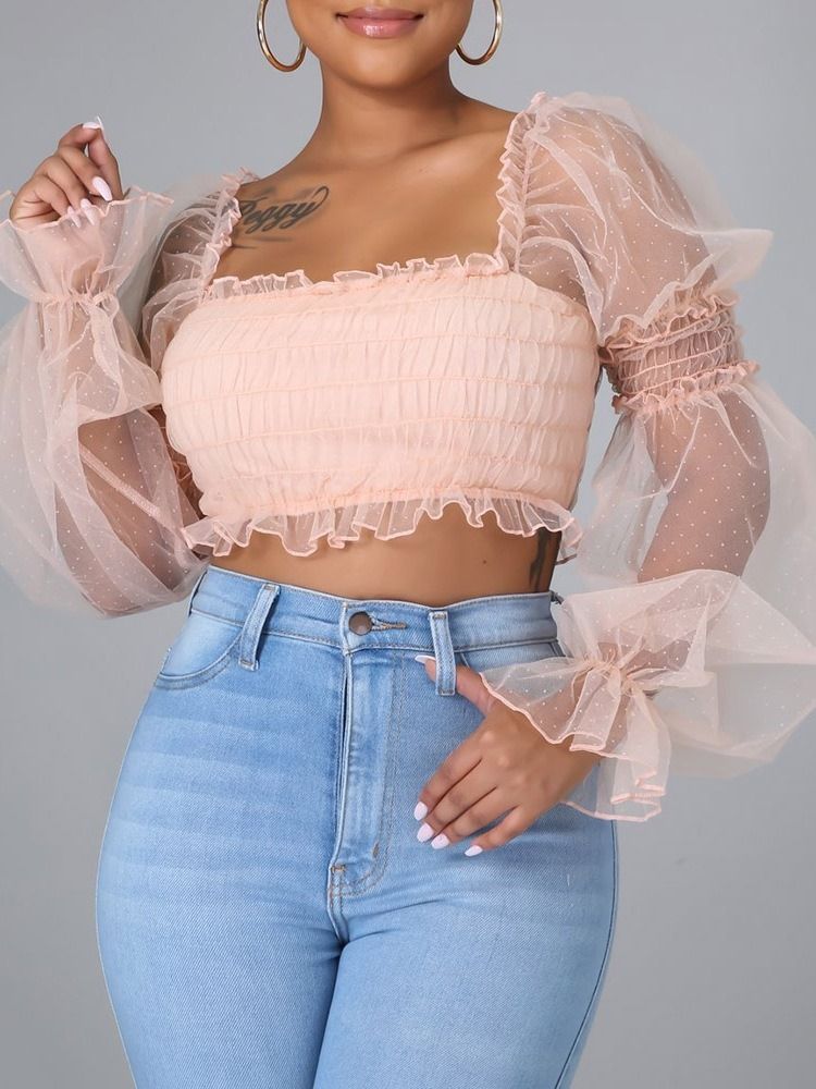 Polka Dots Short Off Shoulder Seksikäs Naisten T-paita