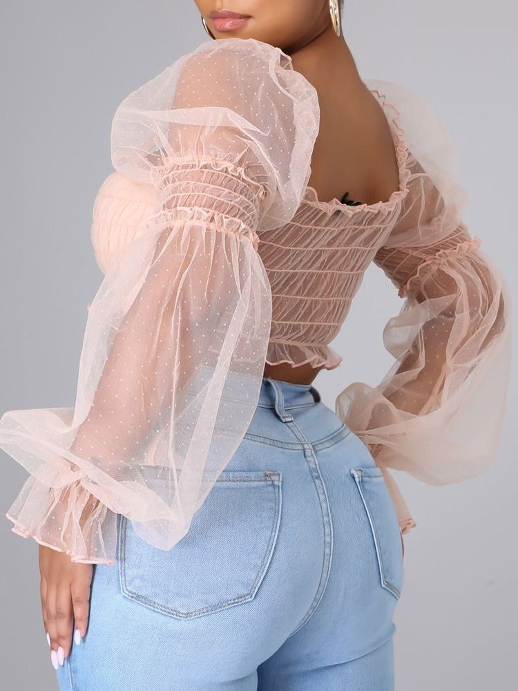 Polka Dots Short Off Shoulder Seksikäs Naisten T-paita