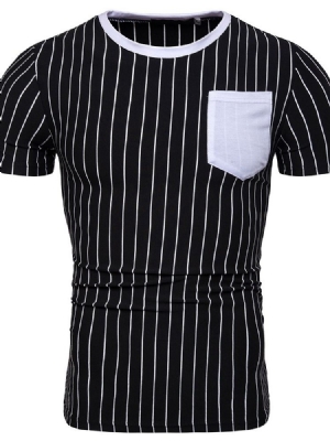 Round Neck Pocket Casual Pullover Miesten T-paita