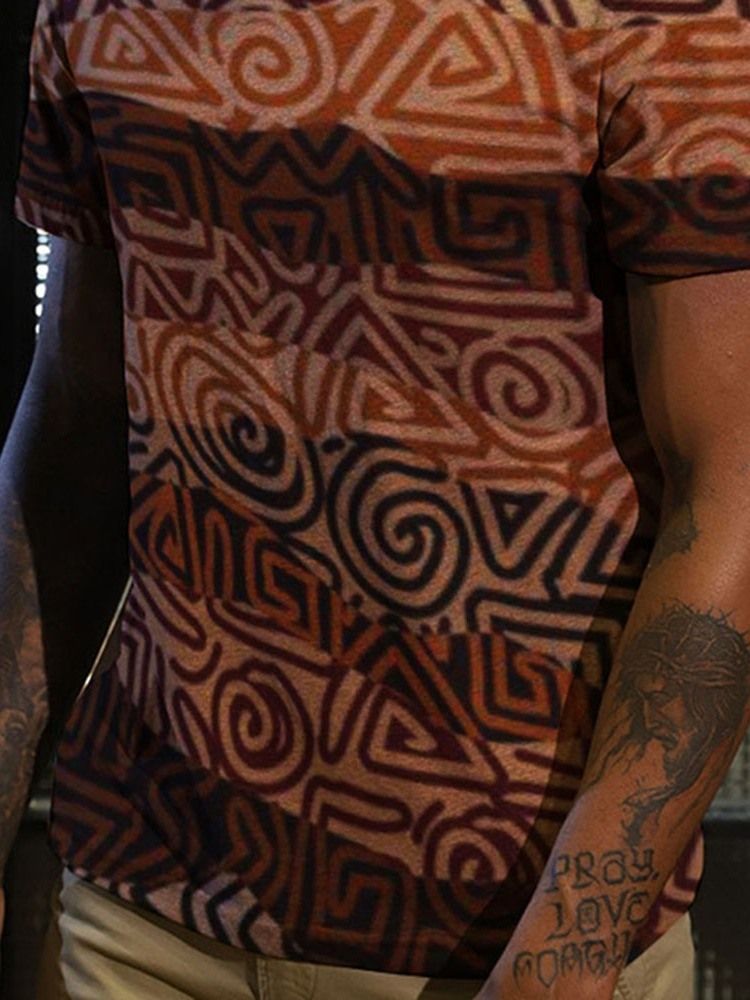 Ruskea Kauluspaita Lyhythihainen Miesten T-paita