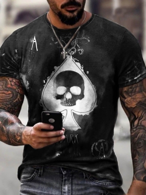 Skull Casual Print Loose Pullover T-paita