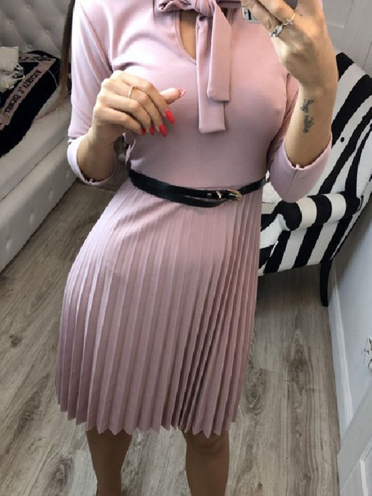 Naisten Jousikaulus Kolmen Neljänneksen Hiha Polvipituinen Plain Sweet Dress