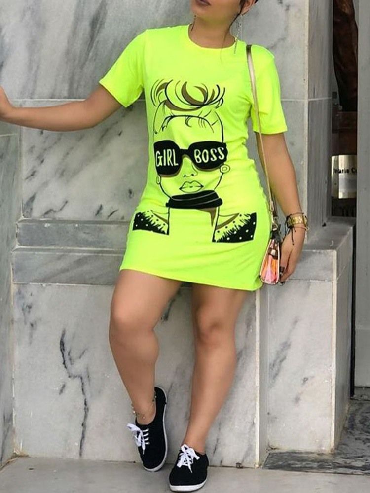 Naisten Lyhythihainen Pyöreä Kaula-aukko Rento Bodycon-mekko