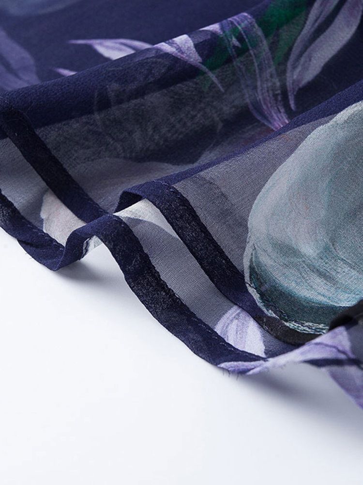 Naisten Silkkiherkkä Painatus Epäsymmetrinen Flowy Casual-mekko