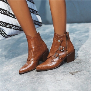 Chunky Heel Plain Side Zipper Naisten Nilkkurit