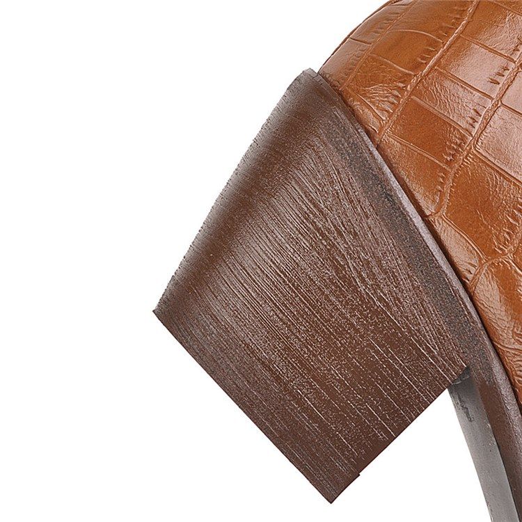 Chunky Heel Plain Side Zipper Naisten Nilkkurit