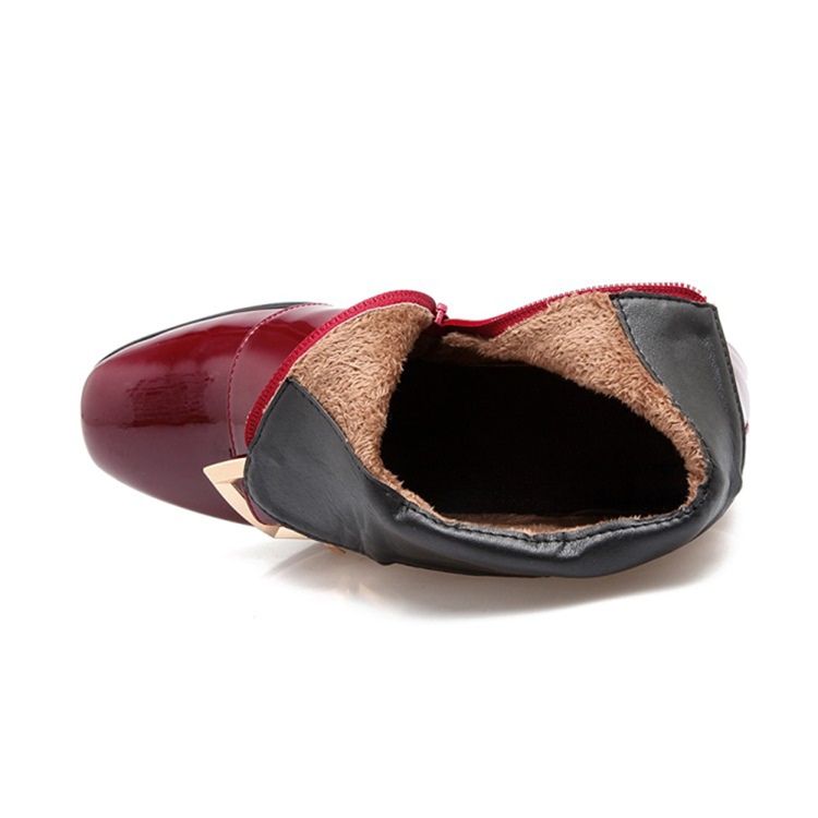 Chunky Heel Plain Side Zipper Naisten Rento Saappaat