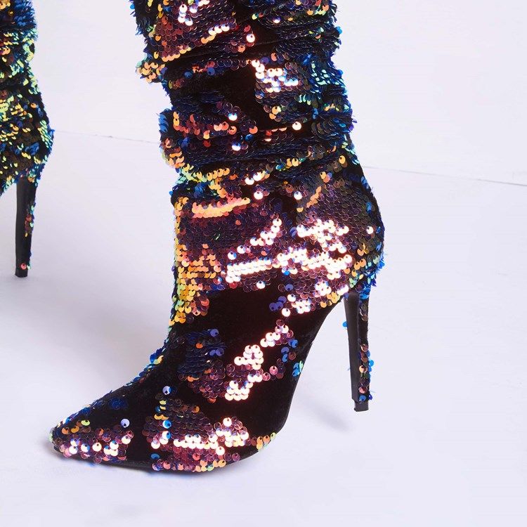 Glitterring Gradient Slip-on Piikkikorko Naisten Saappaat