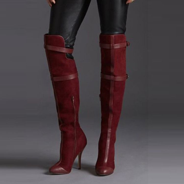Naisten Burgundy Point Toe Reisisaappaat