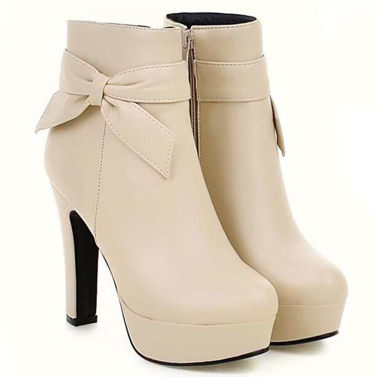 Naisten Viehättävät Bowtie Platform Knight -saappaat