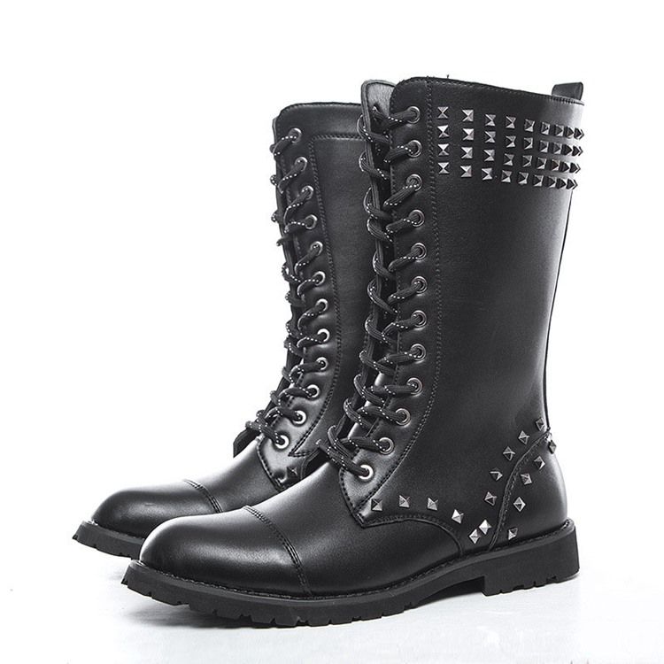 Niitit Side Zipper Round Toe Miesten Saappaat