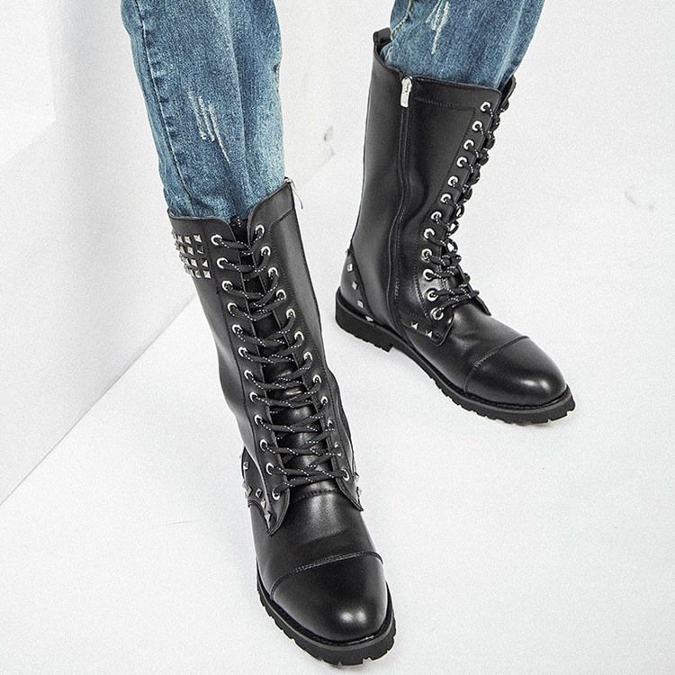 Niitit Side Zipper Round Toe Miesten Saappaat