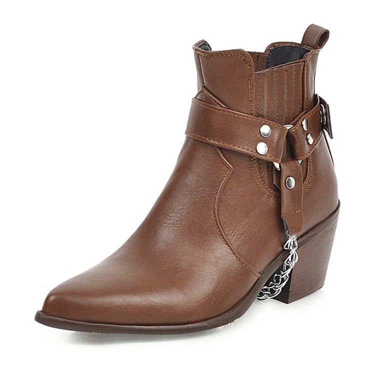 Paksu Korko Slip-on Teräväkärkiset Naisten Nilkkurit