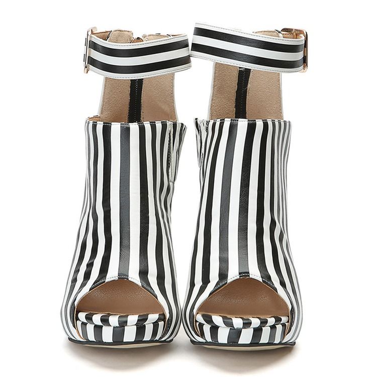 Stripe Peep Toe Piikkikorko Naisten Nilkkurit