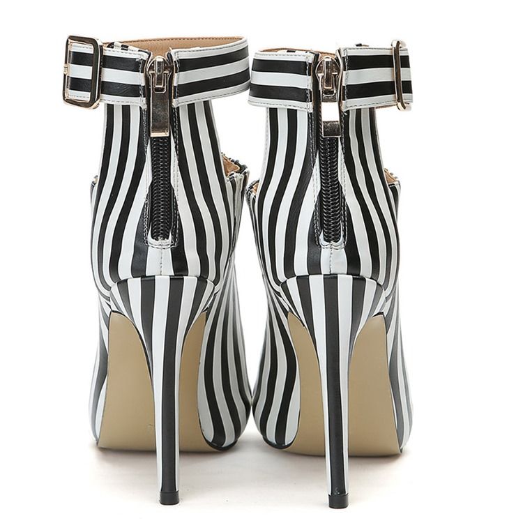 Stripe Peep Toe Piikkikorko Naisten Nilkkurit