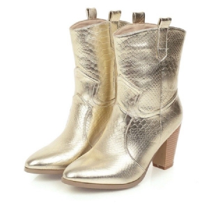 Teräväkärkiset Slip-on Chunky Heel Thread Naisten Saappaat