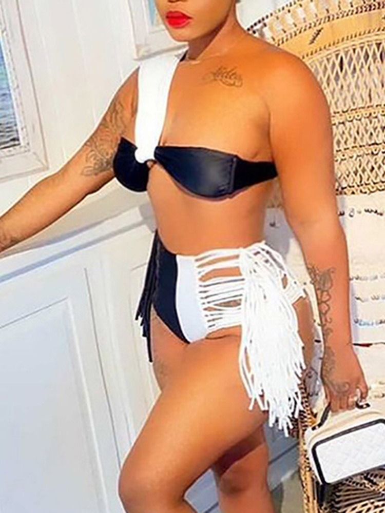 Color Block Western Tankini Set Naisten Uimapuvut