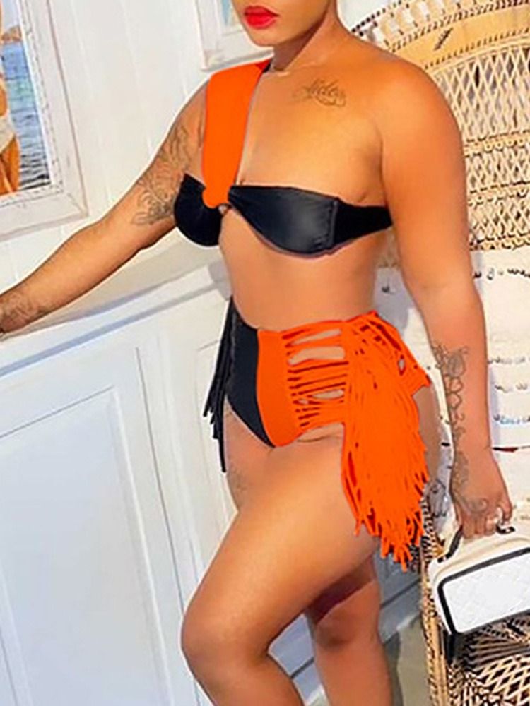Color Block Western Tankini Set Naisten Uimapuvut