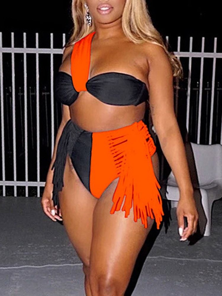 Color Block Western Tankini Set Naisten Uimapuvut