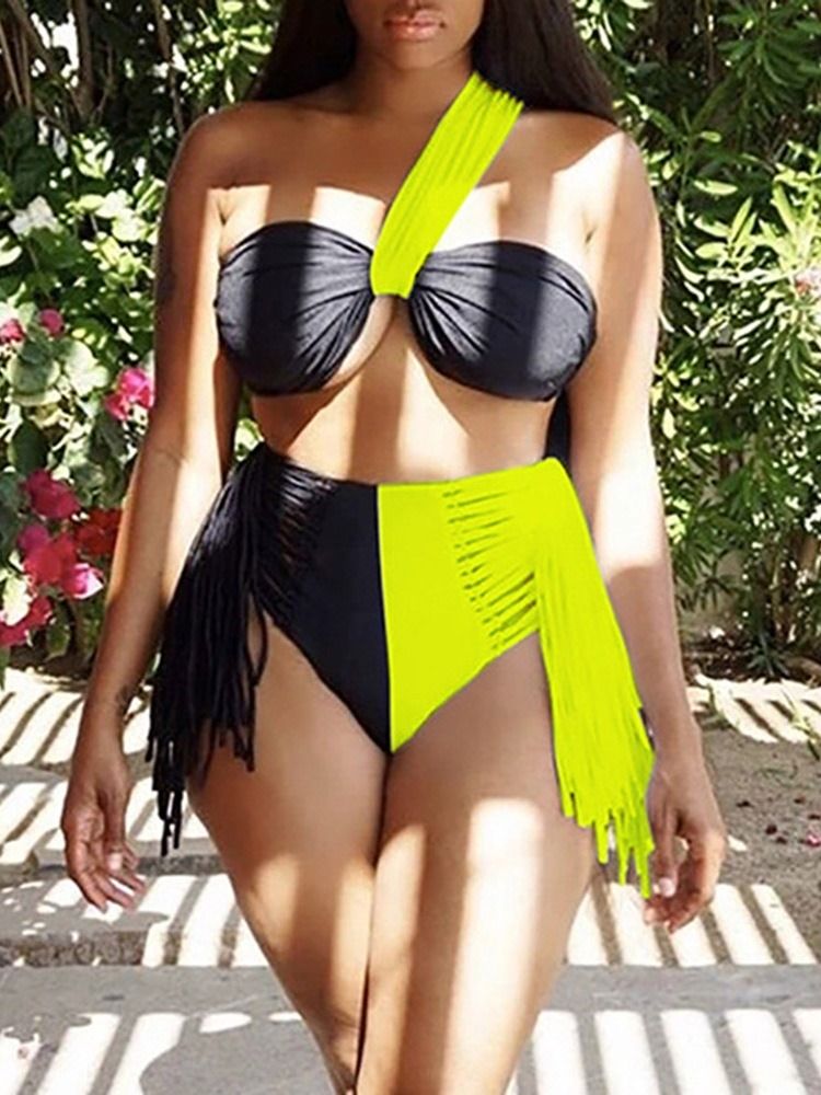 Color Block Western Tankini Set Naisten Uimapuvut