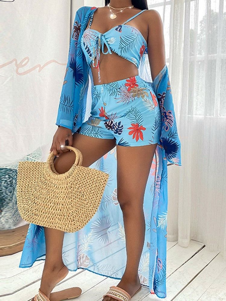 Ethnic Floral Tankini Set Naisten Uimapuvut