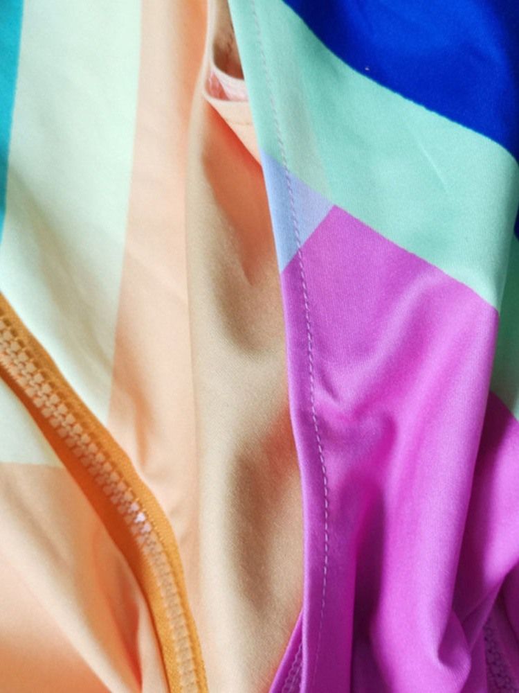 Naisten Color Block Vetoketjulliset Uimapuvut