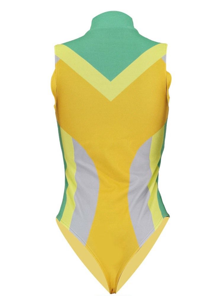 Naisten Color Block Vetoketjulliset Uimapuvut