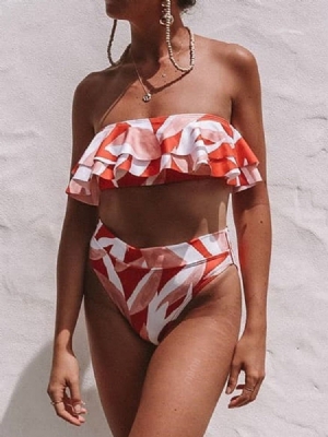 Naisten Falbala Tankini Set Color Block -uimapuku