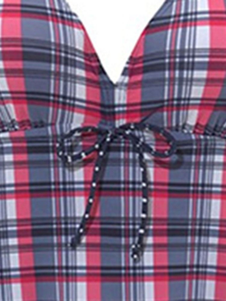 Naisten Plaid Bowknot Tankini Set -uimapuvut