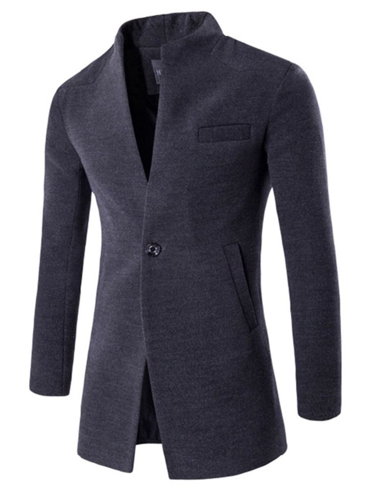 Midi Pattern Stand Collar One Button Villa Classic Plain Slim Miesten Takki