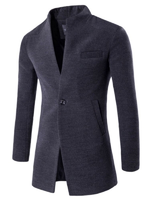Midi Pattern Stand Collar One Button Villa Classic Plain Slim Miesten Takki