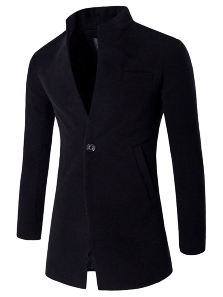 Midi Pattern Stand Collar One Button Villa Classic Plain Slim Miesten Takki