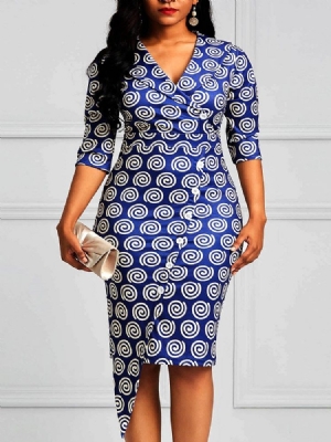 Geometrinen Painatus Bodycon Polvipituinen Naisten Mekko
