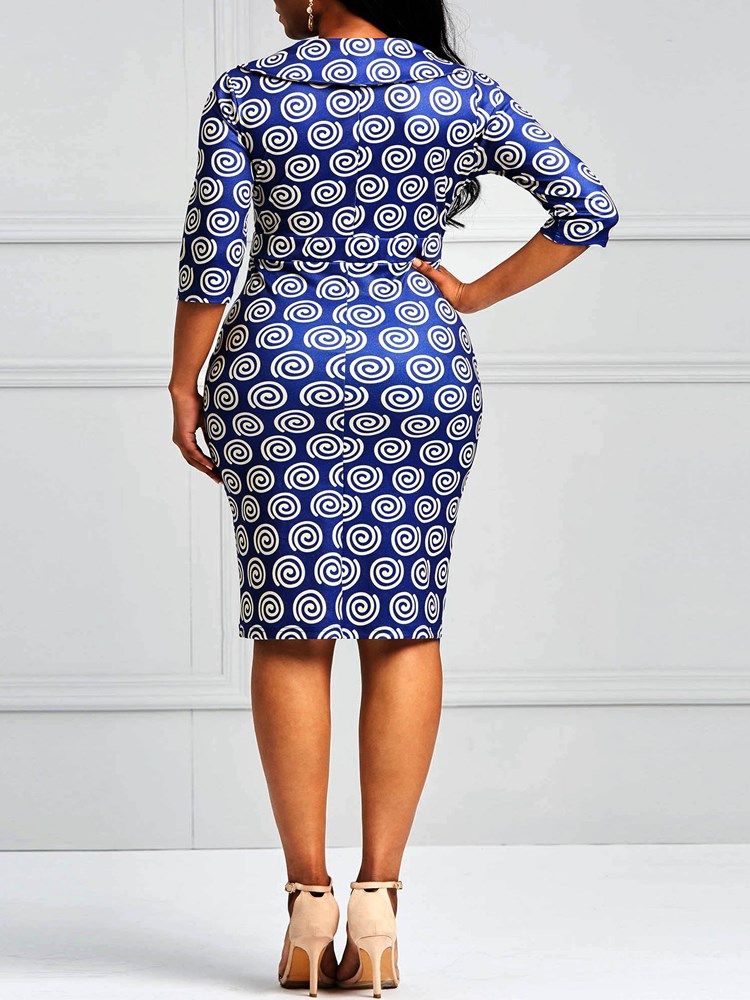 Geometrinen Painatus Bodycon Polvipituinen Naisten Mekko