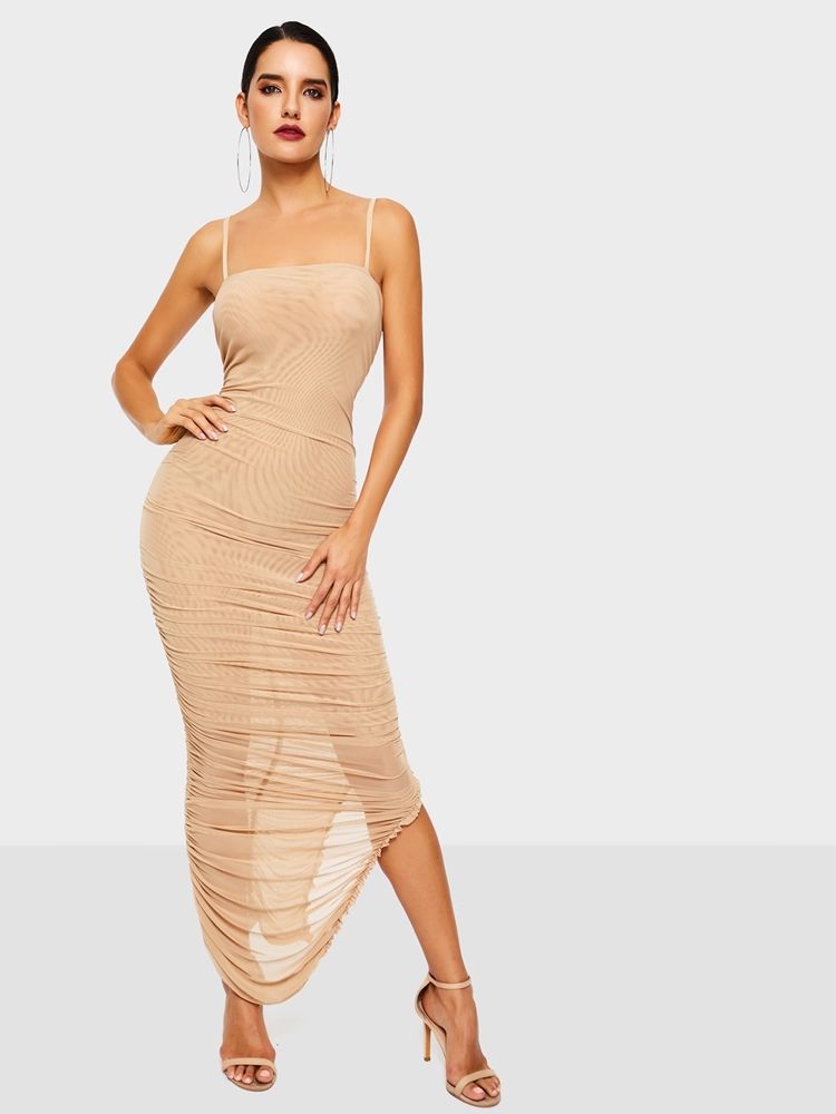 Hihaton Keskipitkä Vasikanpunainen Naisten Bodycon-mekko